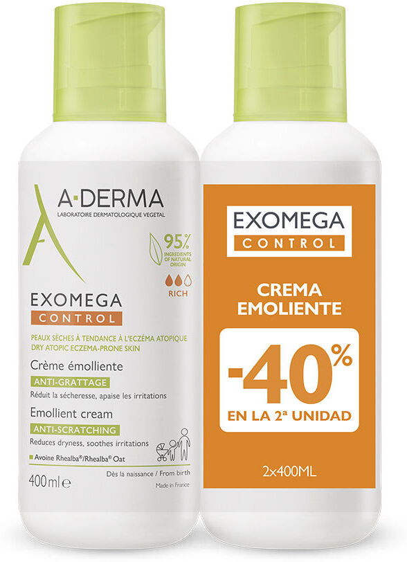 A-Derma Exomega Control crème émolliente pack 2 x 400 ml