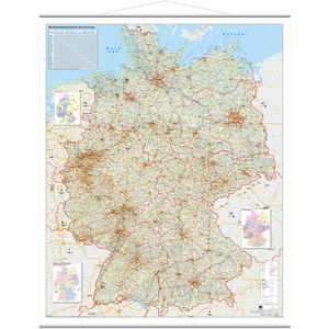 Stiefel Deutschlandkarte Straßenkarte, mit Metallleisten, Poster aus laminiertem Karton, physische Karte, 97 x 119 cm