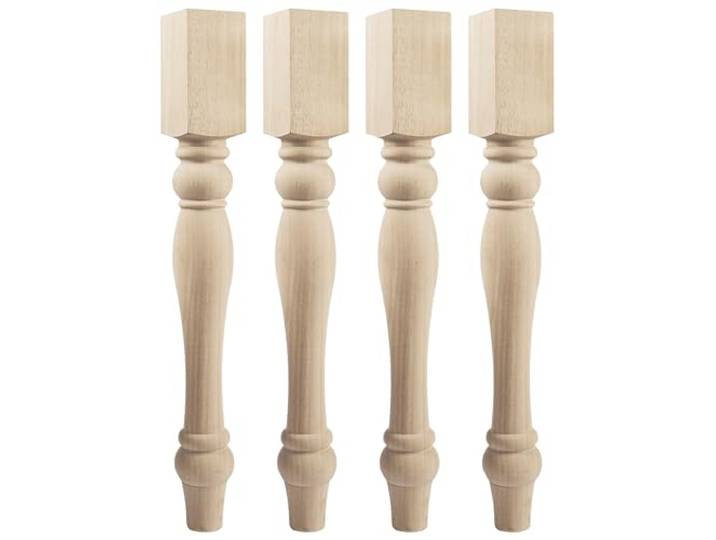 La Vane 73cm Unbehandelte Holz Tischbeine Gedrechselte für Esstisch 4er Set Ø9cm-Rustikal Roh Stämmig Stabil, Selbst Schleifen & Lackieren für Profi-Schreiner DIY Kücheninsel Couchtisch Säulen