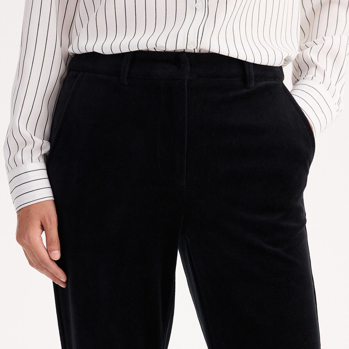 ANNE WEYBURN Pantalon velours lisse, large, taille haute
