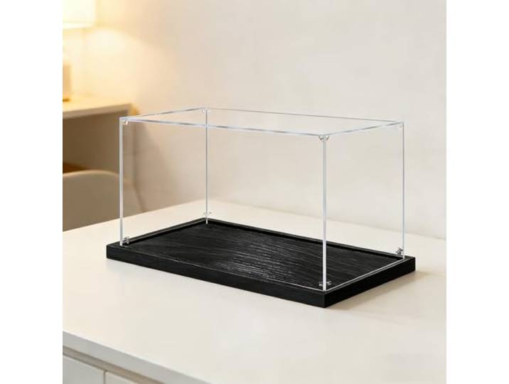 Acryl Vitrine Große Acryl-Vitrine (60, 70, 75 cm), Transparente, Stapelbare Figurenvitrine aus Kunststoff, Vormontierte Vitrine in Würfelform Sammlerstücke(Black,75x30x30cm/30x12x12in)