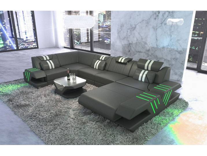 Wohnlandschaft Venedig U-Form in Leder