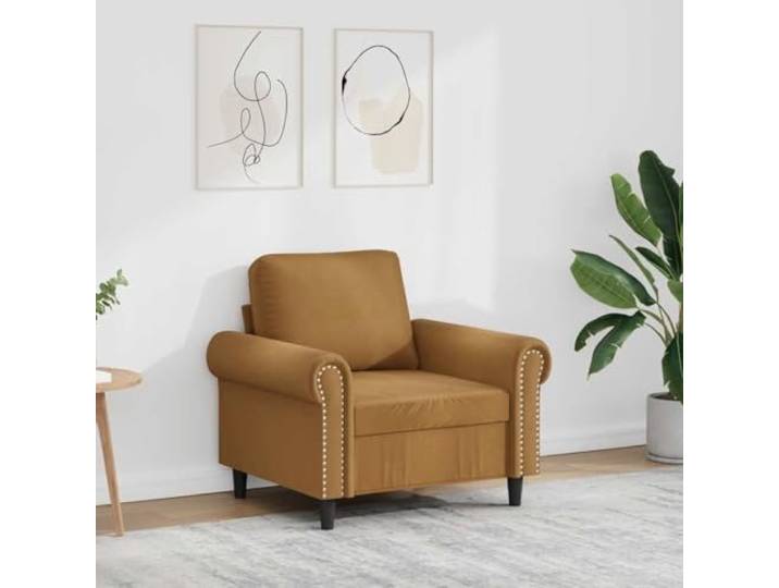 HEFZGDB Braun Samt Sessel 60 cm mit Metallgestell und Polsterung für Wohnzimmer Komfort