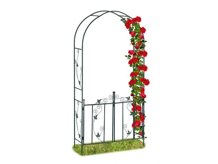 Rosenbogen mit Tür Dunkelgrün