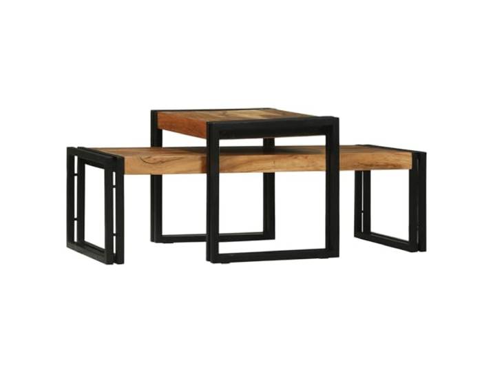 HEFZGDB 2-teiliges Couchtisch-Set aus massivem Akazienholz mit minimalistischem Design für Wohnzimmer und Lounge, Beistelltische mit glatter Textur und natürlicher Schönheit, robuste