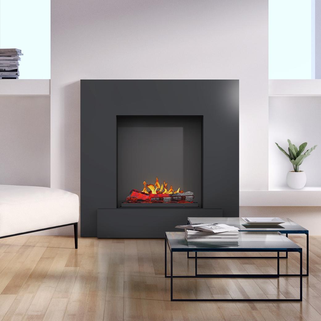 Noble Flame SUVA 1100 FS [Opti-myst Elektrokamin mit Heizung]: Schwarz-grau - Schwarz, spiegelnd