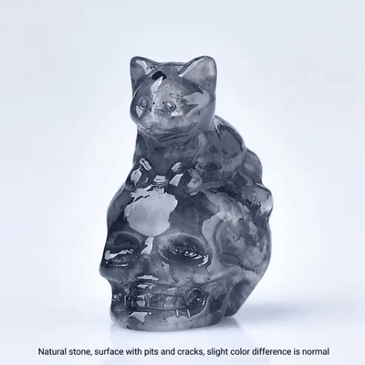 Inspire Picks CUPIDCRYSTAL Hand Carved Crystal Skull Cat Figurine lepidophore