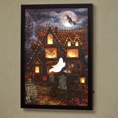 Glow Decor Mystery Mansion Framed Lighted Canvas Wall Art Multi Warm , Multi Warm