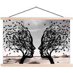 POSTER MIT MAGNETLEISTEN Strand - Meer - Menschen - Baum - Moderne Kunst Wandbilder 60x40 cm