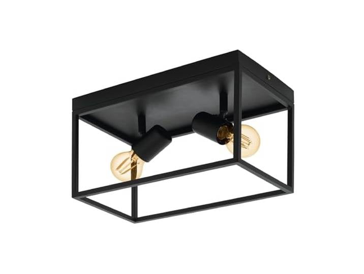 Eglo Luminaire plafonnier Silentina\, 2 lampes\, lustre au style industriel en acier noir\, lumière plafond pour salon\, cuisine et couloir\, douille E27