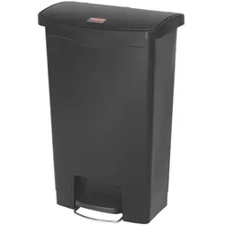 Treteimer Rubbermaid Slim Jim Kunststoff schwarz 50 L Tretabfallbehälter mit Pedal an der Breitseite