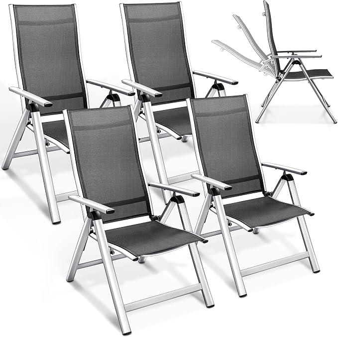 Silecomplaza Gartenstuhl Hochlehner 4er Set klappbar mit Armlehnen Wetterfest