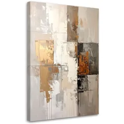 LEINWANDBILD, Beige goldene Abstrakt