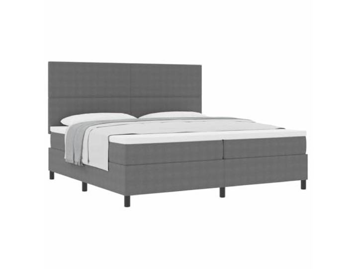 KTHLBRH Boxspringbett mit Kopfteil hellgrau-weiß 200x200 cm Taschenfederkernmatratze, Holzrahmen, verstellbares Kopfteil, Unterstützung 280 kg