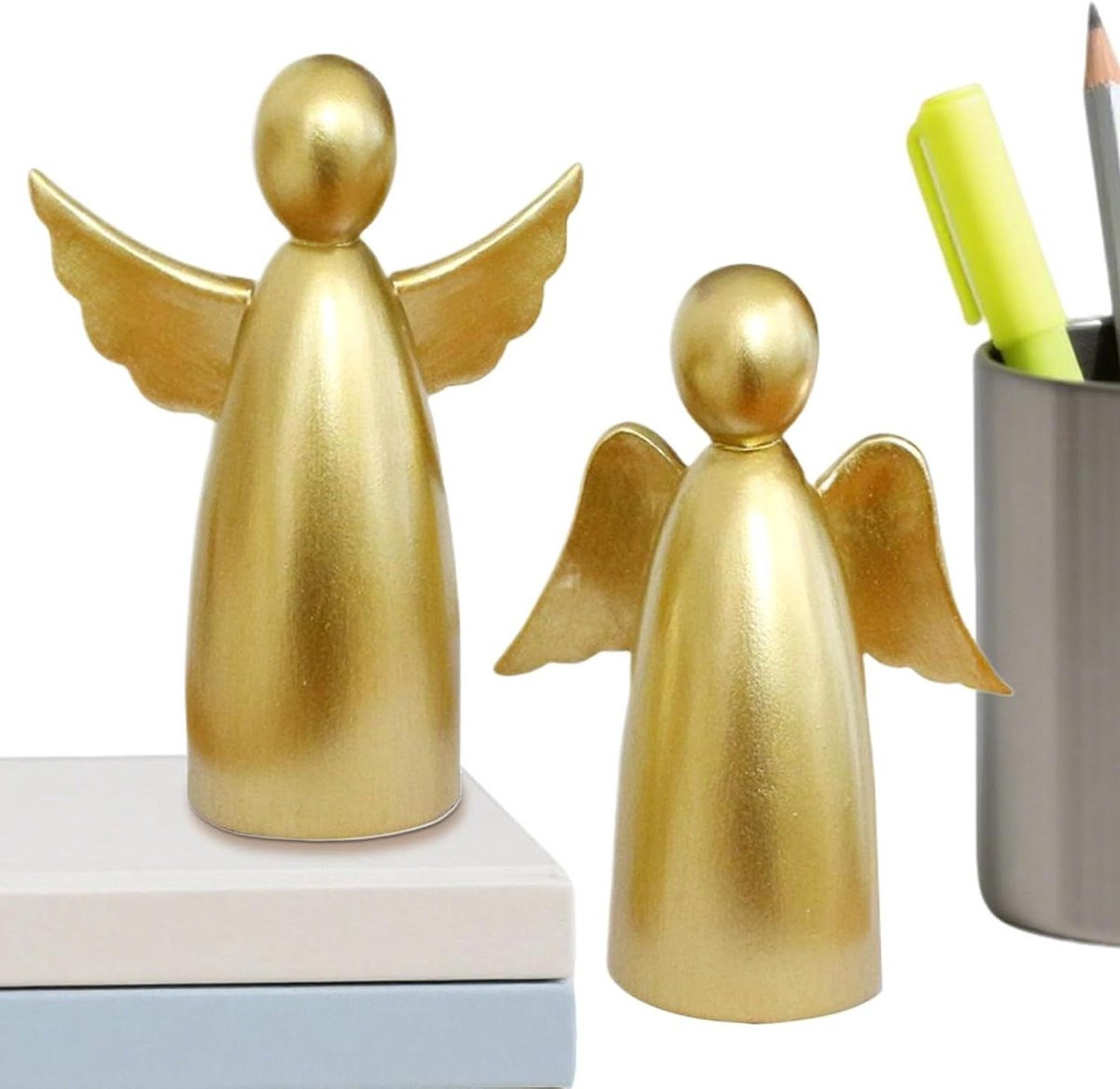 Engel Beeldje Decoratie met Gouden Afwerking, Hoogte: 9 cm, Goud