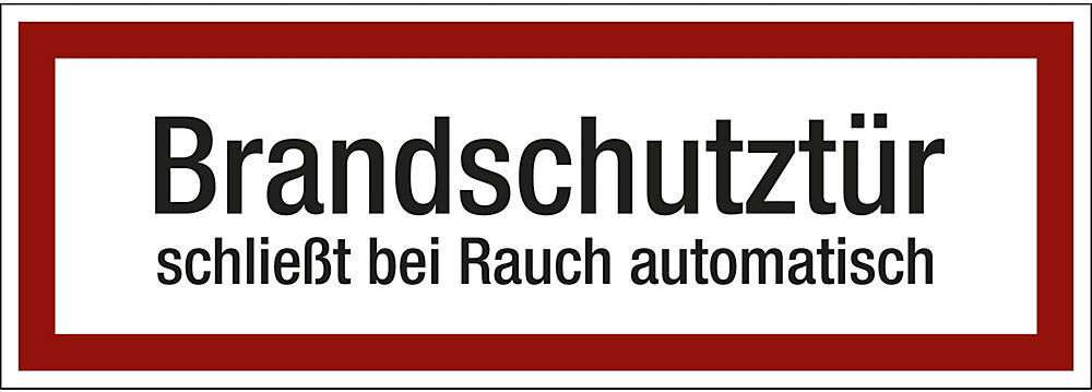 kaiserkraft Brandschutzkennzeichen für die Feuerwehr, Brandschutztür schließt bei Rauch automatisch, VE 10 Stk, Folie, LxH 297 x 105 mm