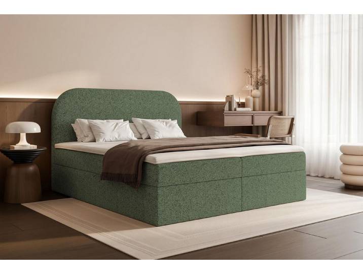 Compleo Boxspringbett Doppelbett, Topper als Option, gepolstertes Kopfteil mit Bettkasten, Zur Auswahl: Bonell oder Taschenfederkern