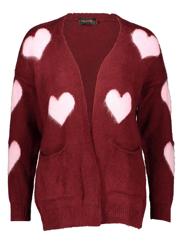 miss goodlife Cardigan "Hearts" in Bordeaux/ Rosé - L