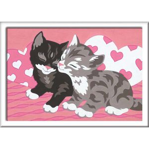 Ravensburger 28467 Malen-nach-Zahlen CreArt, ab 7 Jahre, Kuschelkatzen, mit Rahmen, 8,5 x 12 cm