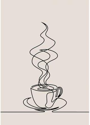 Uplift Picks Minimalist Coffee Line Art Canvas Print Modern Cafe Wall Decor 18 50x70 Cm