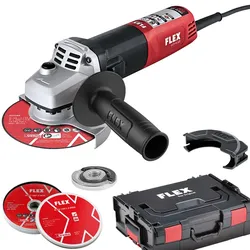 Flex Winkelschleifer LE 9-11 125 inkl. L-Boxx, FixTec Mutter + 10 Trennscheiben