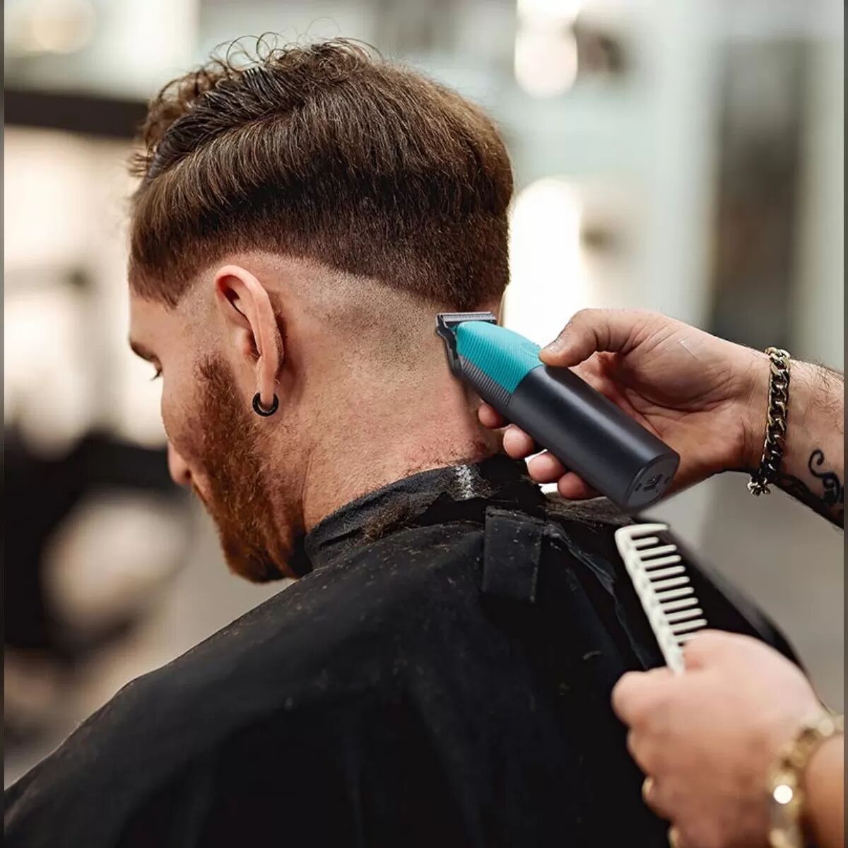 INF Pompadour Elektrischer Haartrimmer, wiederaufladbarer, kabelloser Haarschneider mit 0,1-mm-Klinge, USB-C-Ladeanschluss,