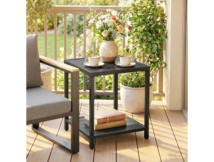 Outsunny Table d'Appoint Jardin 45x45cm Résistante Intempéries
