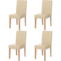 4er-Set Esszimmerstuhl Stuhl Küchenstuhl Littau ~ Leder, creme helle Beine