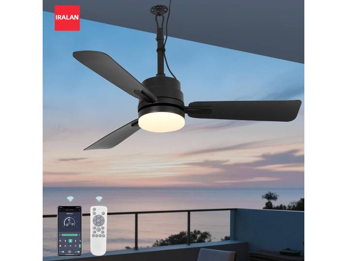 Ventilateur de plafond extérieur avec lumière noir or décor lumière LED à intensité variable plafonniers télécommande ventilateur électrique moteur réversible