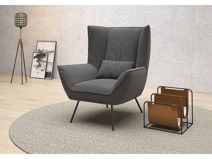 Sessel HOME AFFAIRE Kilrea Relaxsessel, Ohrensessel , grau (anthrazit), B:90cm H:112cm T:94cm, 95% Polyester, 5% Nylon, Sessel, Sessel, Extra hohe Rückenlehne