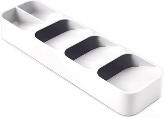 Inspire Essentials NeatSpace Multi Purpose Cutlery Organizer Drawer Tray For Forks, Spoons, And Utensils white