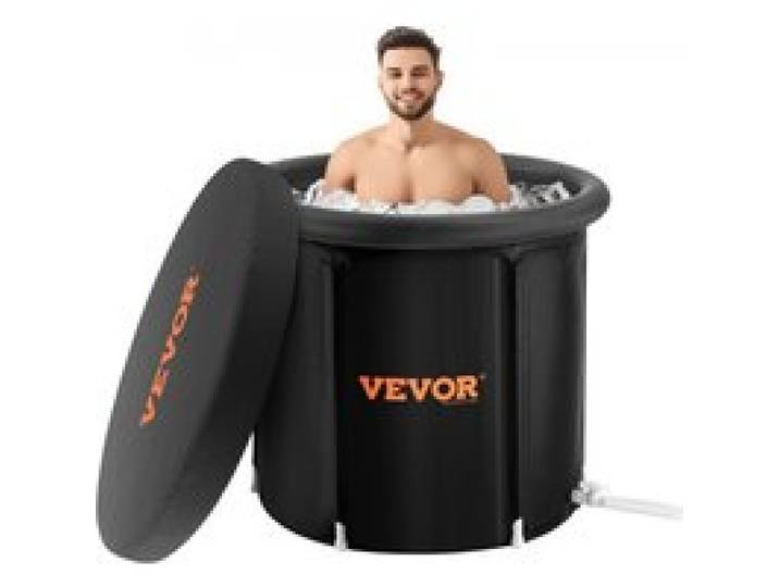 VEVOR Eisbadewanne, 90 cm langes Tauchbecken für Kaltwassertherapie für Sportler, tragbares Outdoor-Eisfass-Tauchbecken zur Erholung, 370 l aufblasbare Faltbadewanne mit Abdeckung, Heim-Eiskapsel für Erwachsene