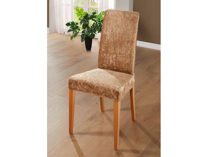 Edle und strapazierfähige Stretchbezüge in Samtoptik, Beige, Größe 104 (Eckbezug)