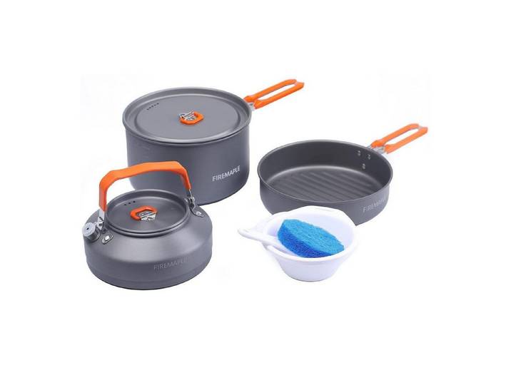 LuxusKollektion Gaskocher Camping Kochset Feast 2 Orange 9-teilig, (1-St)