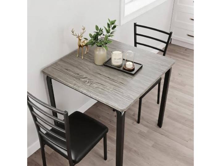 GarveeMore Quadratischer Esstisch-Set Mit 2 Gepolsterten Stühlen Platzsparender Bartisch mit 2 gepolsterten Hockern – Küche, Esszimmer, Apartment oder Frühstücksecke