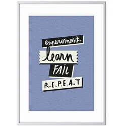 Paperflow Wandbild A3 »Experiment, learn, fail, repeat« Rahmen silbern silber, 30.5x42.7x0.9 cm