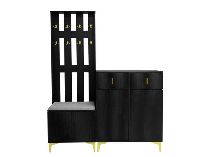 Armoire moderne comprenant un meuble à chaussures et un porte-manteau noir