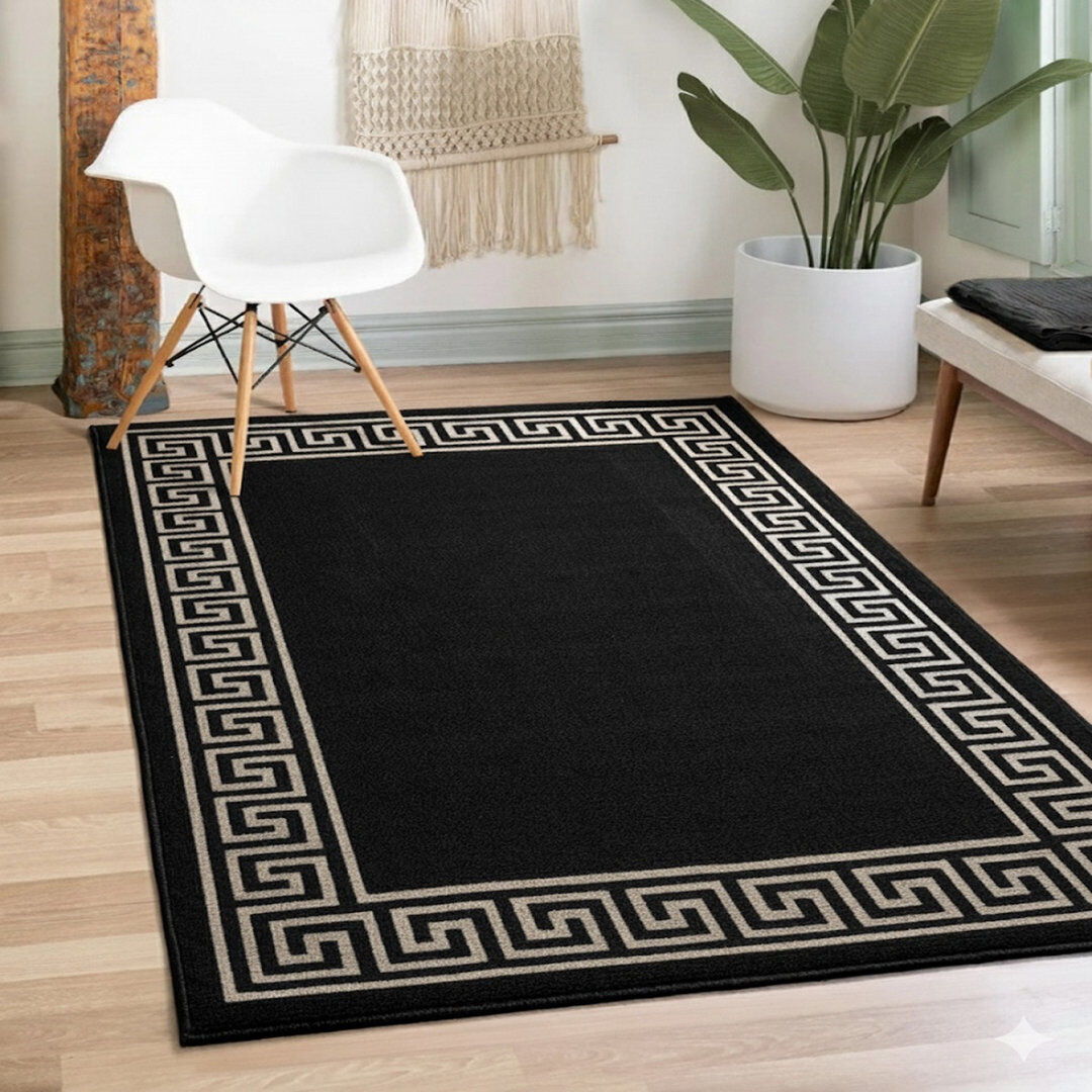 Fairmont Park Geometric Indoor / Outdoor Area Rug Black/Beige Rectangle 120 x 170 cm
