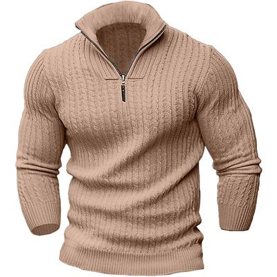 Herren Pullover Pullover mit Viertelreißverschluss Gestricktes Oberteil Gerippt Stricken Standard Strick Viertel Postleitzahl Glatt Viertel Postleitzahl warm halten Moderne zeitgenössische