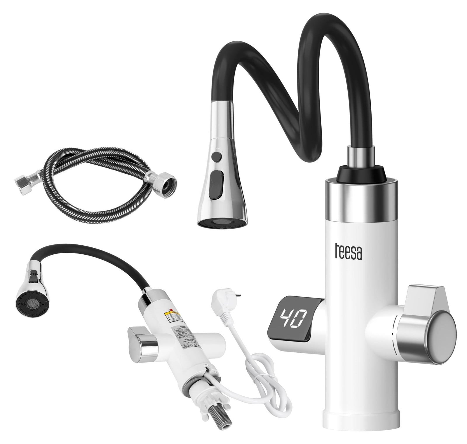 Uni-T Keukenkraan met flexibele uitloop en doorstroomverwarmer