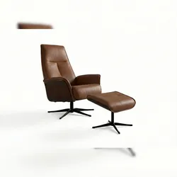 KAWOLA Relaxsessel FERREIRA Drehsessel Leder braun mit Hocker
