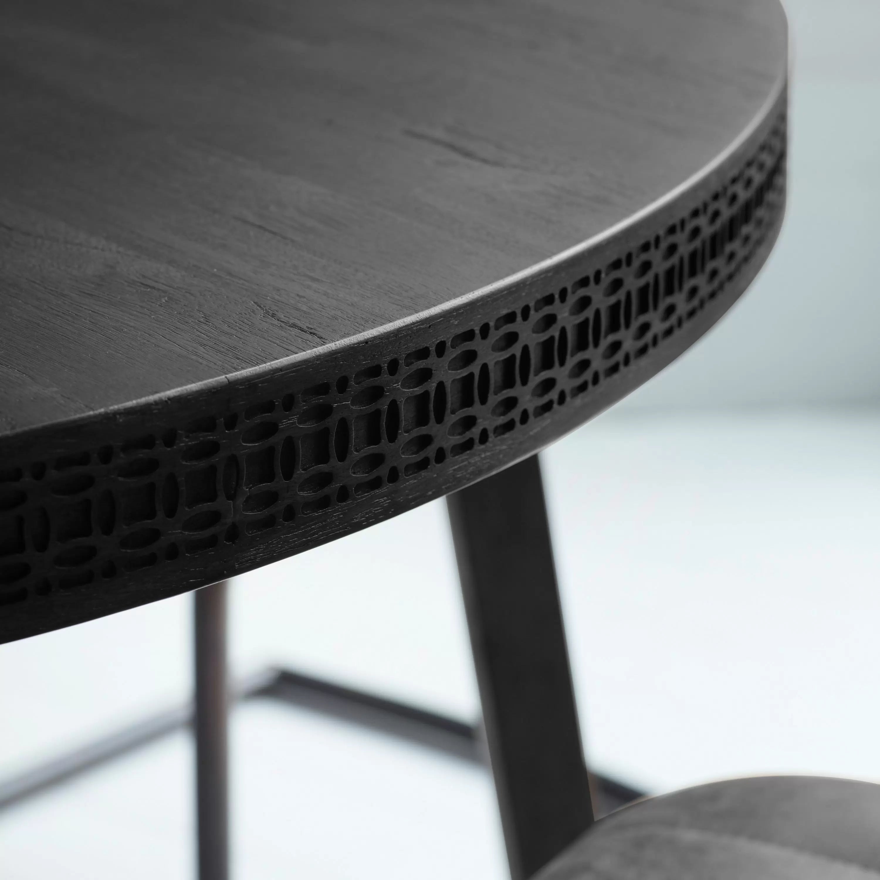 Adelyn Round Black Wooden Dining Table