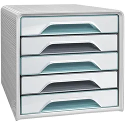 cep Schreibtischbox »Smoove Secure« weiß / bunte Linien weiß, 28.8x27.1x36 cm