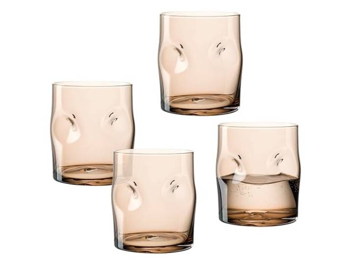 LEONARDO HOME VESUVIO Trinkglas 4 Stück 4 Farbgläser Blaseneinschlüsse Strukturoptik Charakterstark Getränkeglas Wasserbecher Softdrinks Spülmaschinengeeignet 300 ml 077372