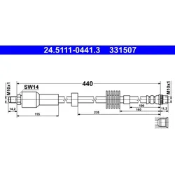 Bremsschlauch ATE 24.5111-0441.3 für Citroën DS C4 II Ds4 4 Crossback