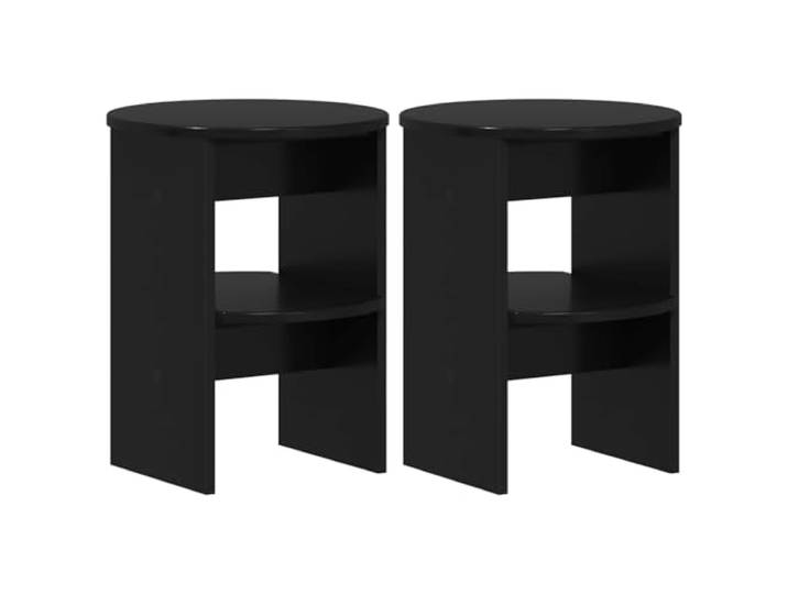 HKTMGDNG Seitenschrank 2er Set Schwarz Ø40x50 cm Holzwerkstoff Kompakter Beistelltisch Schwarz für Schlafzimmer und Wohnzimmer mit viel Stauraum auf zwei Ebenen.