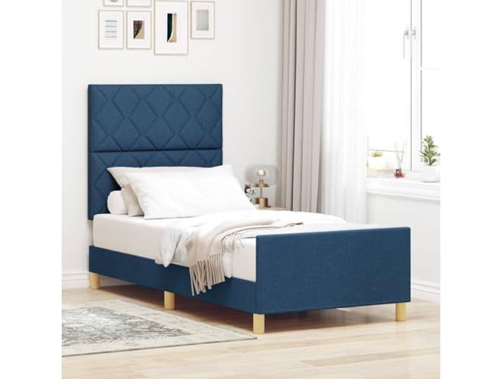 SKTQYQO Bettgestell Blau Bett Multifunktionsbett Multifunktionsbett Geeignet für Hotel und Arbeitszimmer 90x200 cm aus Stoff