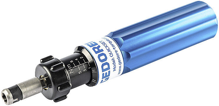 kaiserkraft Drehmomentschrauber Typ S 1-6 Nm QS 6 FH BLUE, Länge 184 mm, mit Prüfzertifikat
