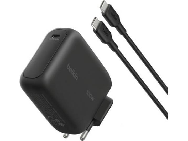 Belkin - Chargeur Ordinateur Portable Usb-C 100w Gan + Cable Usb-C 1.5m Noir