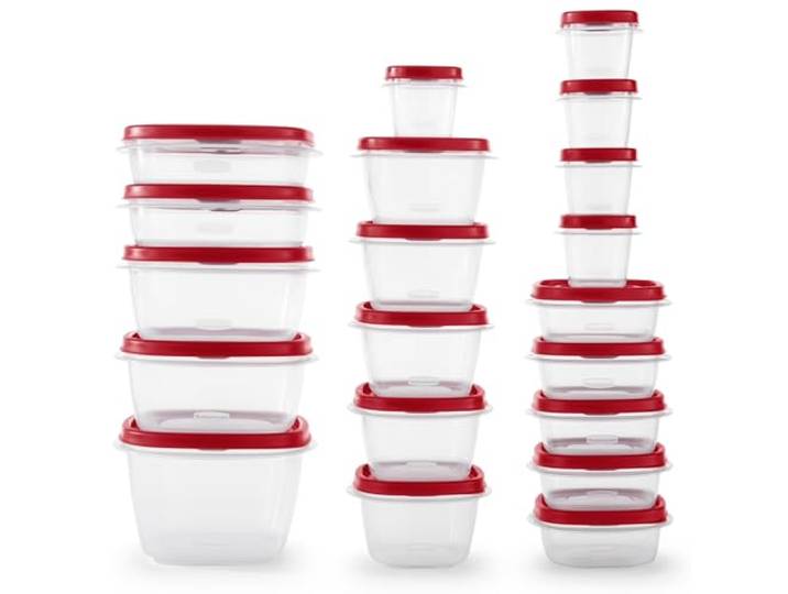 Rubbermaid 42 Stück Frischhaltedosen mit Deckel Klare Kunststoff stapelbare Küchenorganisation mit Mikrowelle belüftete Snapping Abdeckung